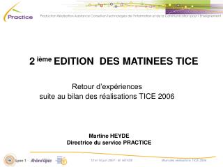 2 ième EDITION DES MATINEES TICE