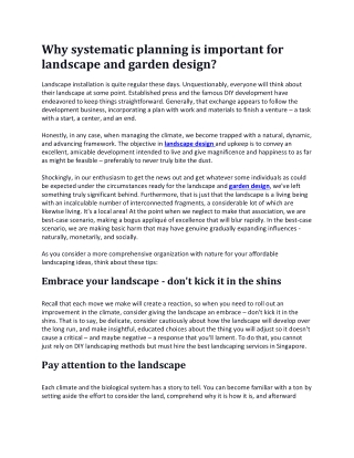 Why systematic planning is important for landscape and garden design