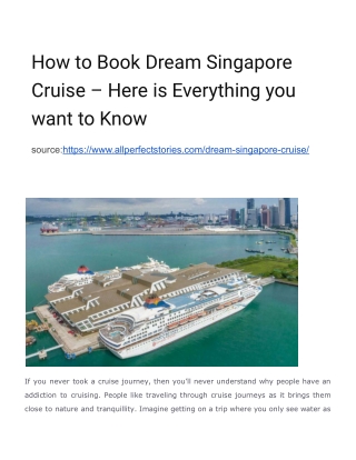 How to Book Dream Singapore Cruise – Here is Everything you want to Know