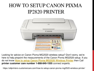 Call 1-888-840-1555 - How to Setup Canon Pixma MG2520 Wireless Printer