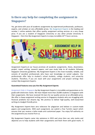Is there any help for completing the assignment in Singapore?