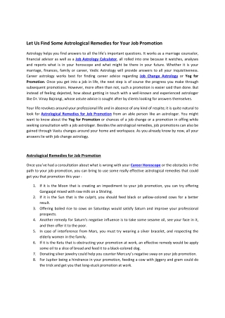 Astrological Remedies for Job Promotion
