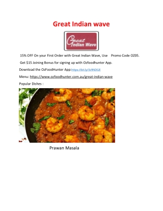 25% Off - Great Indian Wave Takeaway Menu Boronia, VIC
