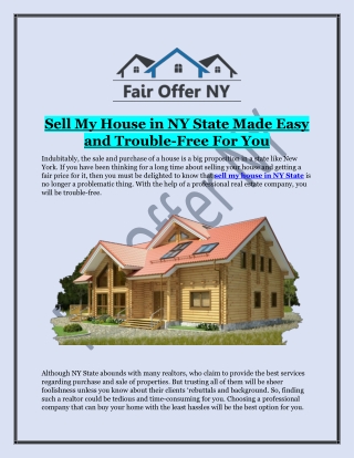 Sell My House in NY State | Fair Offer NY