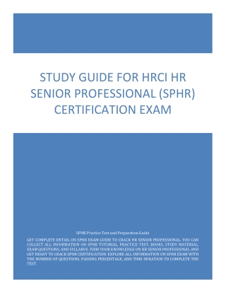 Study Guide for HRCI HR Senior Professional (SPHR) Certification Exam