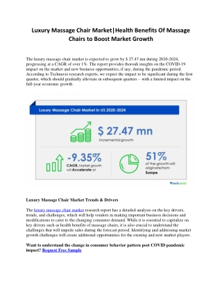 Luxury Massage Chair Market-Health Benefits Of Massage Chairs to Boost Market Growth