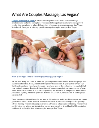 What is the right time to take couples massage, Las Vegas