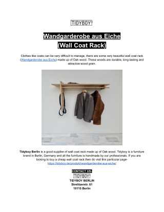 Wandgarderobe aus Eiche