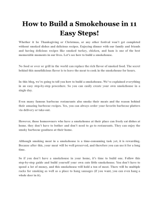 How to Build a Smokehouse in 11 Easy Steps!