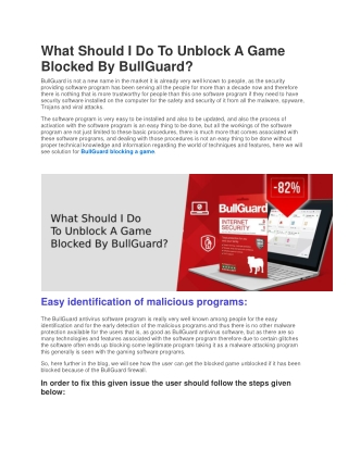 What Should I Do To Unblock A Game Blocked By BullGuard?