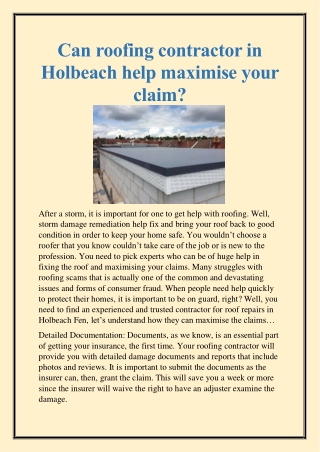 Can roofing contractor in Holbeach help maximise your claim