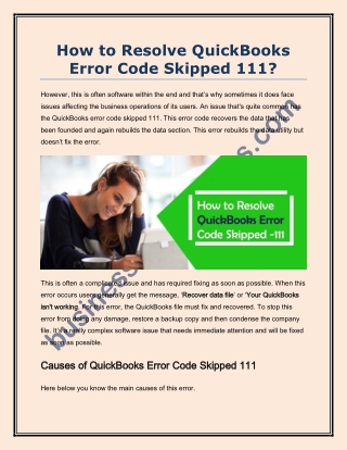 What is QuickBooks Error Code Skipped 111 and how to fix it?