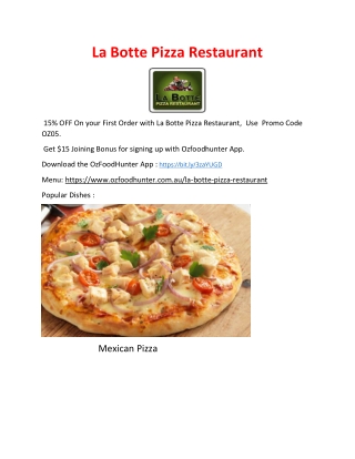 15% Off - La Botte Pizza Menu Pascoe Vale South, VIC
