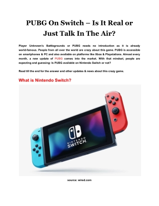 PUBG On Switch – Is It Real or Just Talk In The Air_