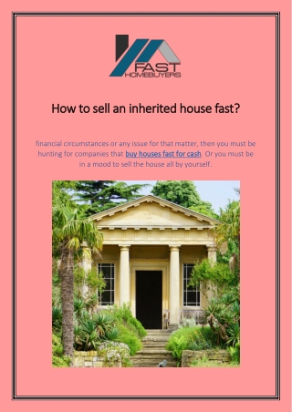 How to sell an inherited house fast