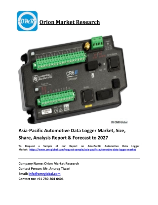 Asia-Pacific Automotive Data Logger Market Trends, Size, Competitive Analysis an