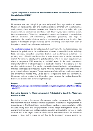 Top 10 companies in Mushroom Residue Market-New Innovations, Research and Growth