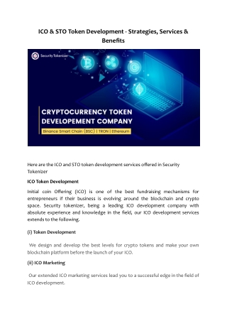 ICO & STO Token Development - Strategies, Services & Benefits