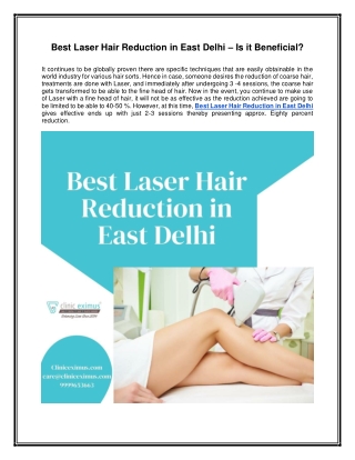 Best Laser Hair Reduction in East Delhi – Is it Beneficial