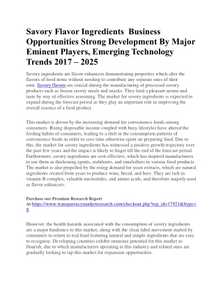 Savory Flavor Ingredients  Business Opportunities  Repository 2016 - 2024