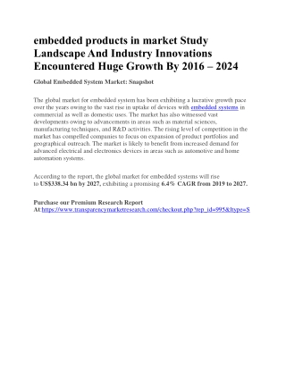 embedded products in market  Granular View of The Market from 2019 - 2027