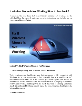 If Wireless Mouse is Not Working How to Fix it