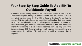 Your Step-By-Step Guide To Add EIN To QuickBooks Payroll