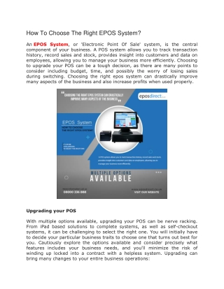 How To Choose The Right EPOS System