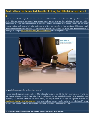 Want To Know The Reason And Benefits Of Hiring The Skilled Attorney! Here It Is