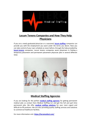 Locum Tenens Companies and How They Help Physicians