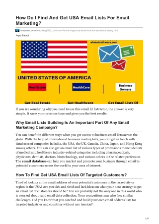 1How Do I Find And Get USA Email Lists For Marketing