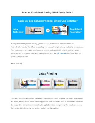 Hp Latex Inks vs. Eco-Solvent Printing: Which One is Better?