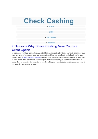 7 Reasons Why Check Cashing Near You is a Great Option