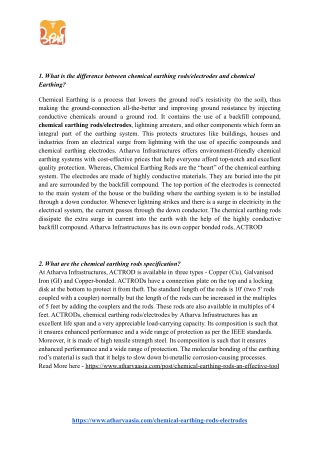 Chemical Earthing Rods/Electrodes and Chemical Earthing | Atharva Infrastructure