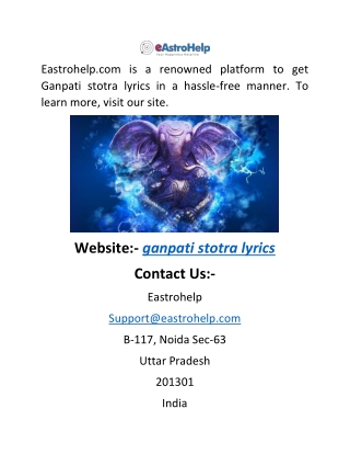 Ganpati Stotra Lyrics  Eastrohelp