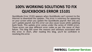 100% WORKING SOLUTIONS TO FIX QUICKBOOKS ERROR 15101