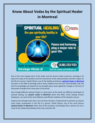 Know About Vedas by the Spiritual Healer in Montreal