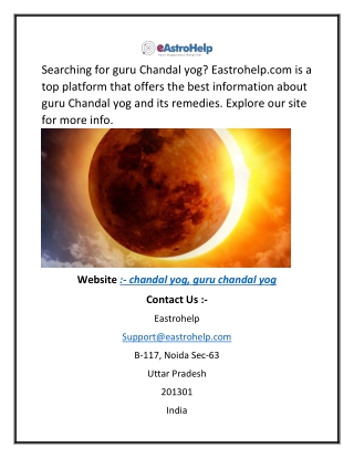 Chandal Yog, Guru Chandal Yog  Eastrohelp