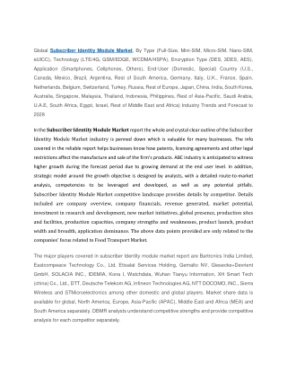 Subscriber Identity Module Market