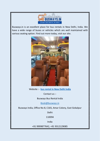 Bus Rental in New Delhi India | Busways.in