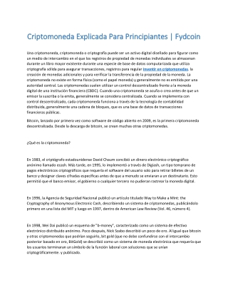 Criptomoneda Explicada Para Principiantes | Fydcoin