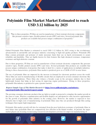 Polyimide Film Market Market Estimated to reach USD 3.12 billion by 2025