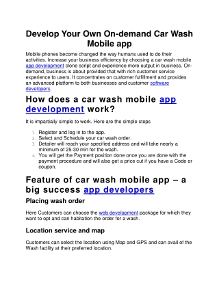 Develop Your Own On-demand Car Wash Mobile app