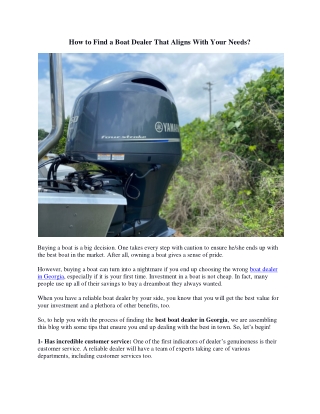 How to Find a Boat Dealer That Aligns With Your Needs