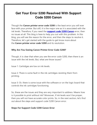 Get Your Error 5200 Resolved With Support Code 5200 Canon