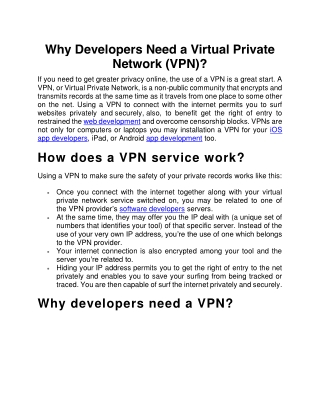 Why Developers Need a Virtual Private Network