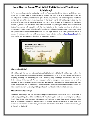 New Degree Press- What is Self Publishing and Traditional Publishing-converted