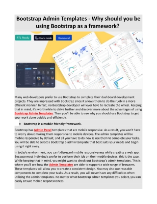 Bootstrap Admin Templates - Why should you be using Bootstrap as a framework