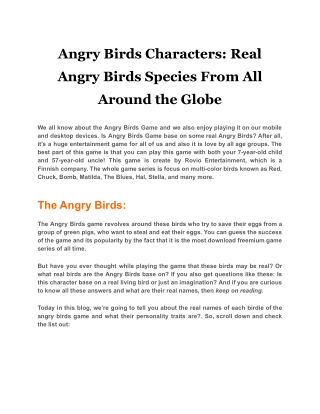 Angry Birds Characters Real Angry Birds Species From All Around the Globe