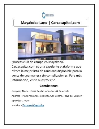 Mayakoba Land | Carzacapital.com